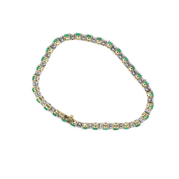 Diamond Bracelet with Emeralds