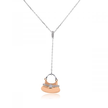 Rose Gold Diamond purse pendant necklace