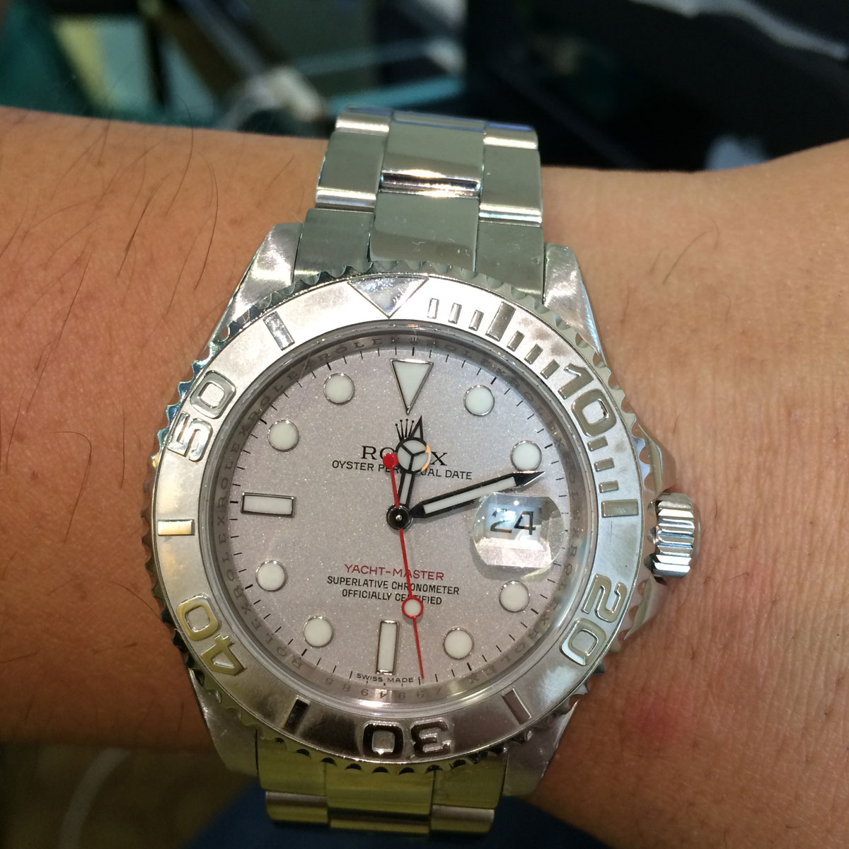 Rolex 16622 Yacht Master Platinum Bezel Steel Watch