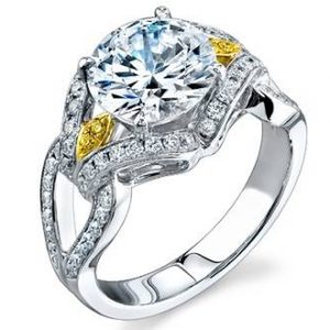 Simon G two tone engagement ring