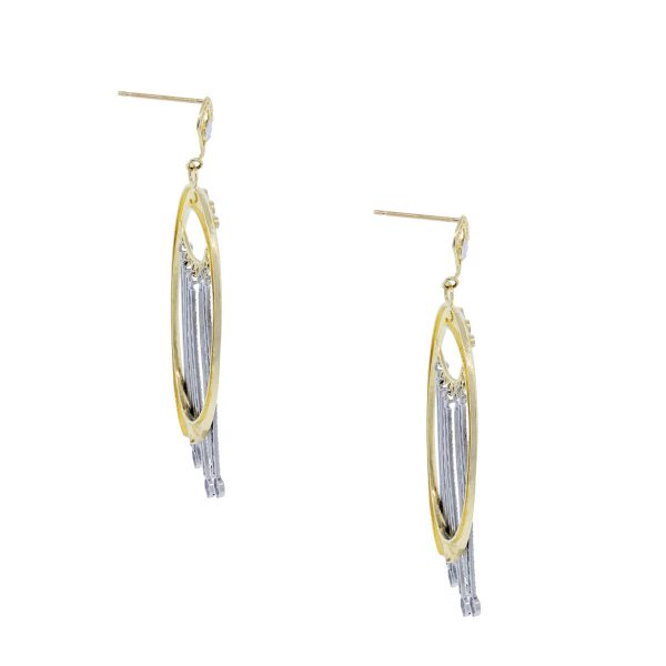 white and yellow gold dangle earrings