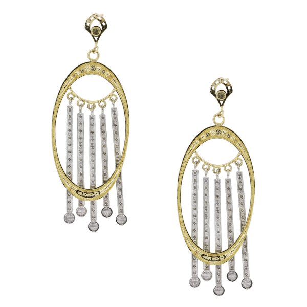 two tone dangle earrings
