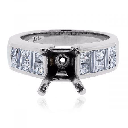 White Gold Princess and Baguette diamond mounting