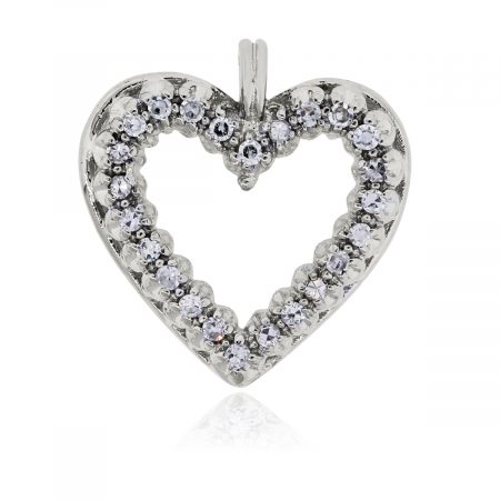 14k white gold diamond heart pendant