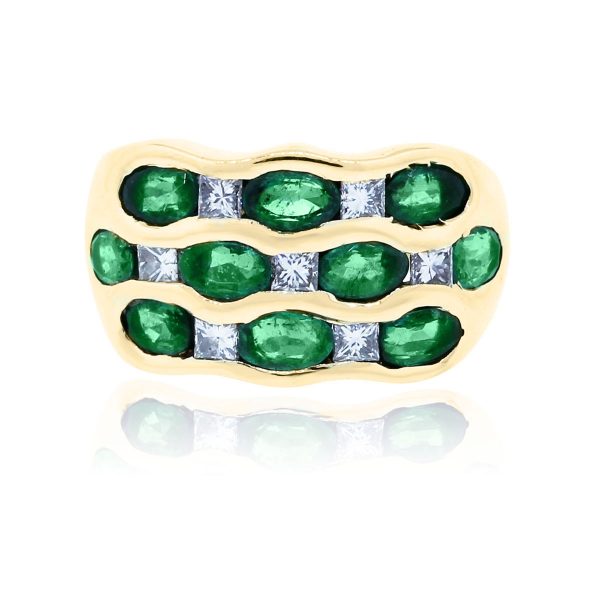 yellow gold emerald diamond ring