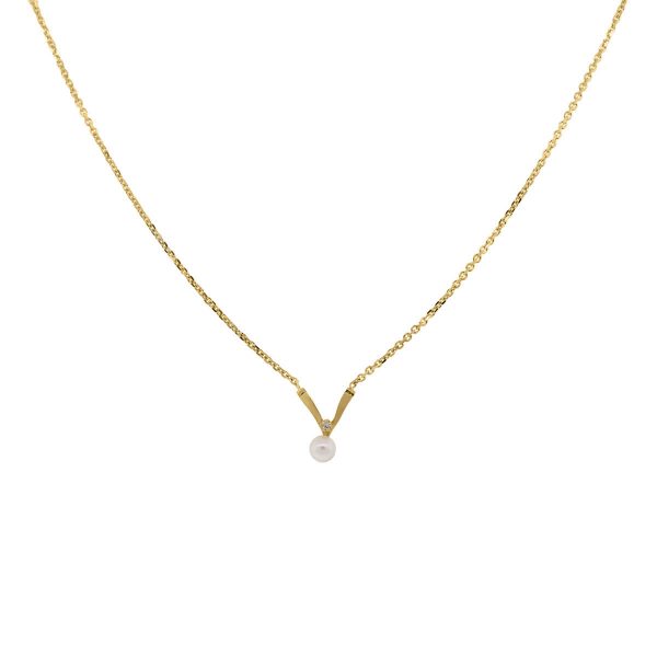yellow gold pearl diamond necklace