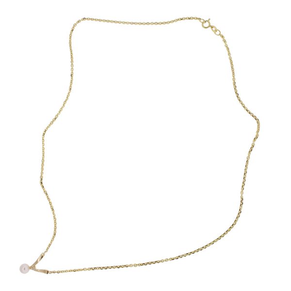 yellow gold diamond pearl necklace