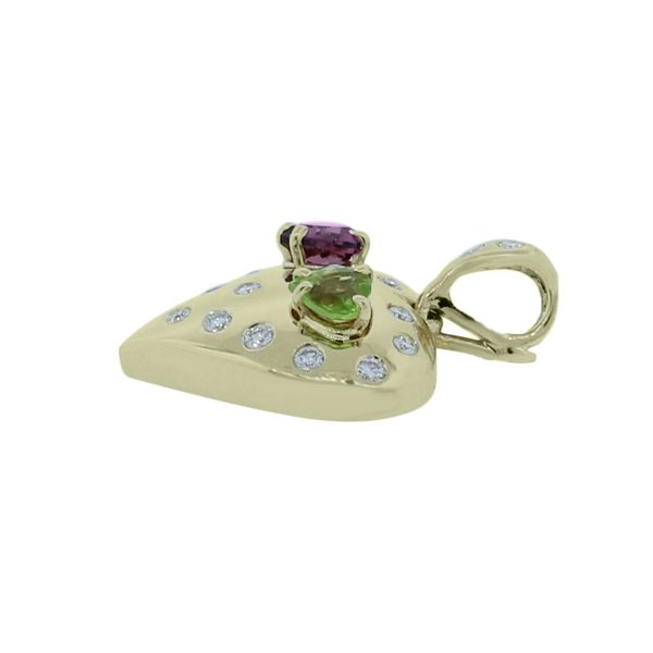 yellow gold diamond peridot pendant
