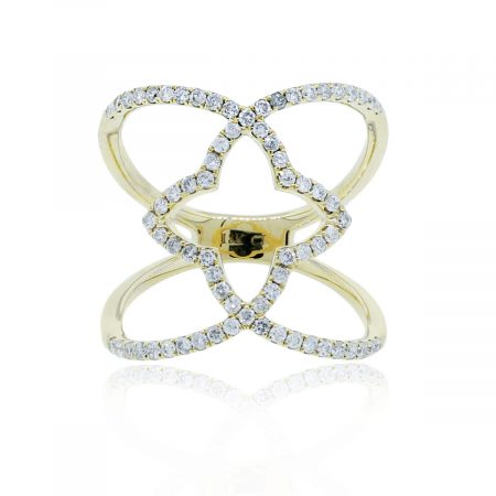 18k yellow gold open clover diamond ring