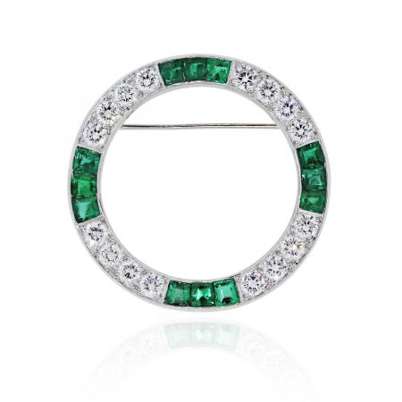 Diamond & Emerald Brooch