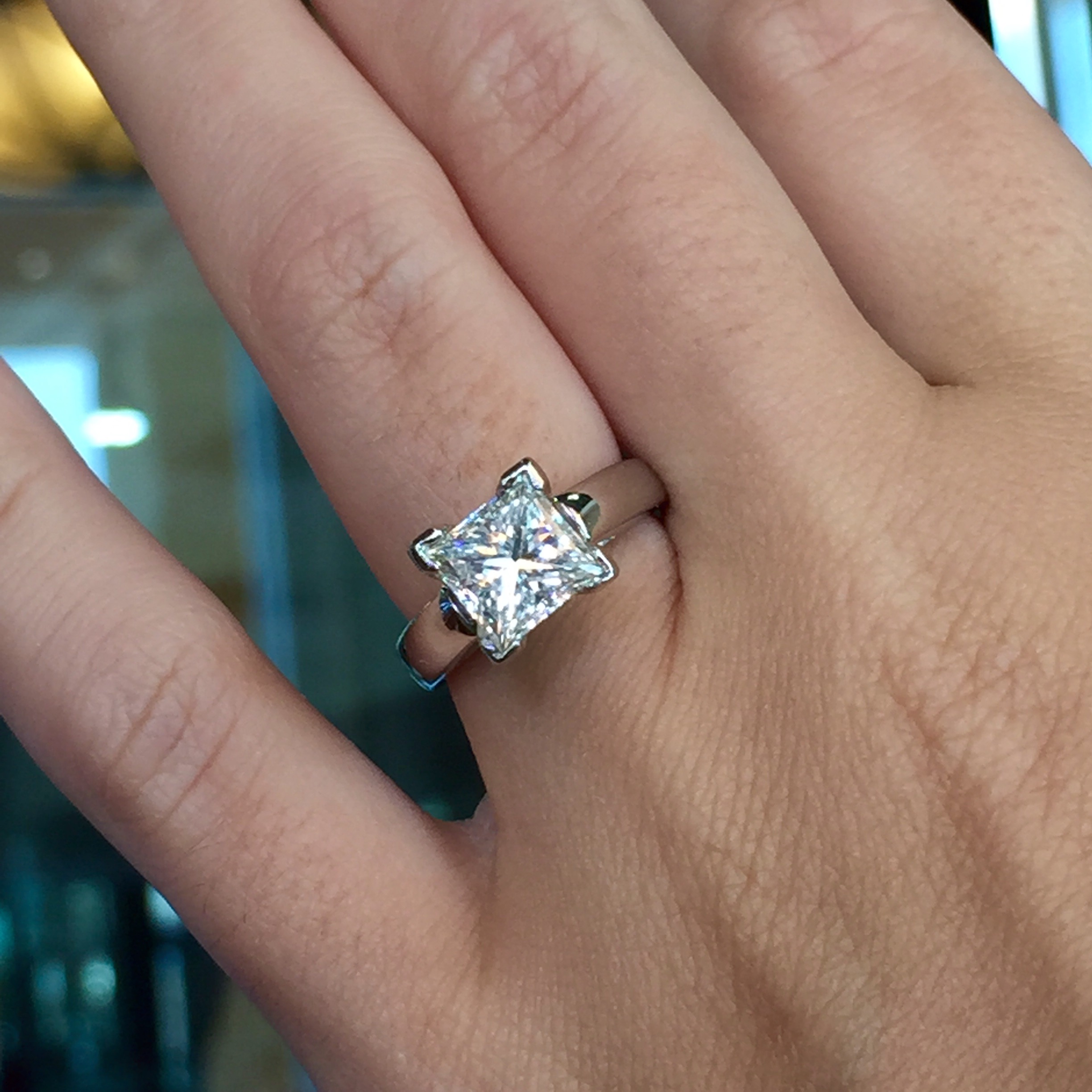 2 carat Princess Cut Solitaire Engagement ring
