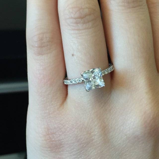 A. Jaffe engagement ring solitaire princess cut on diamond band