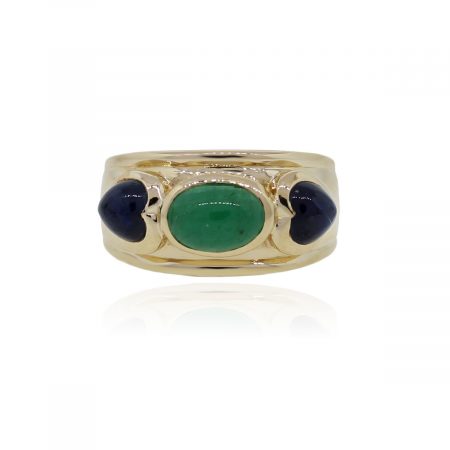 Jade and Sapphire Gold Ring