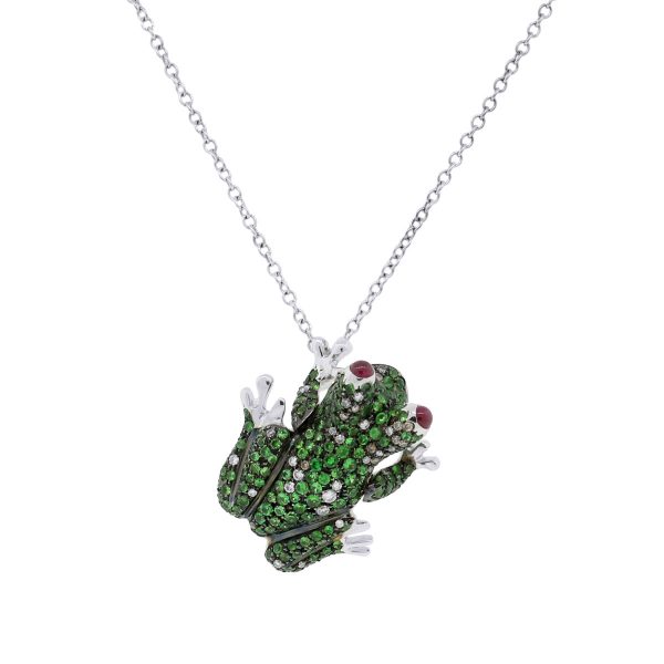 Roberto coin frog tsavorite ruby diamond frog necklace