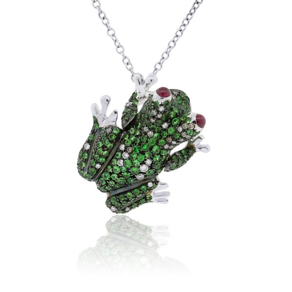 Roberto coin diamond gemstone frog necklace