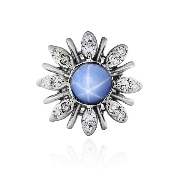 Star Sapphire Diamond Ring