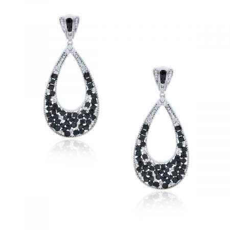 14k White Gold Black and White Diamond Earrings