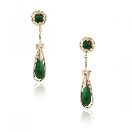 10k yellow gold jade dangle earrings