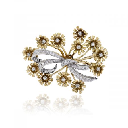 two tone gold floral brooch