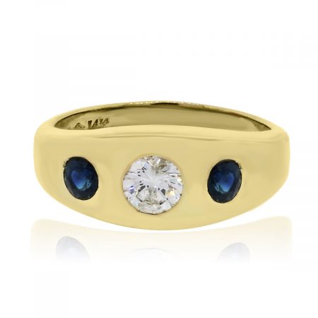 14k yellow gold diamond sapphire ring