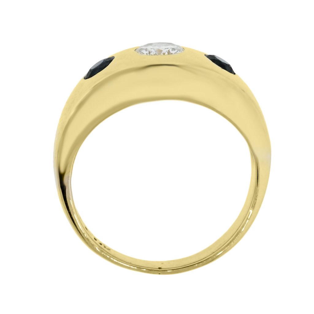 yellow gold diamond sapphire ring