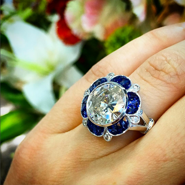 Sapphire and diamond engagement ring