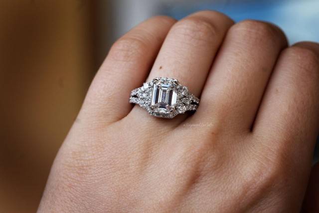 3 Carat emerald cut engagement ring