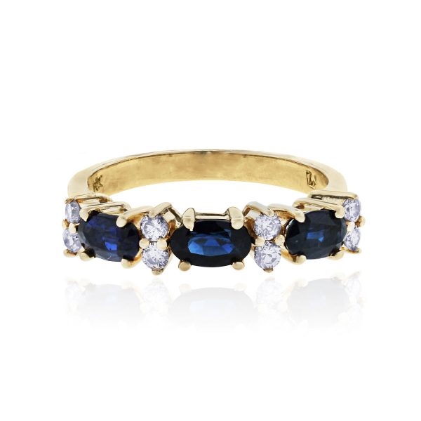 14k Yellow Gold Diamond Sapphire Ring