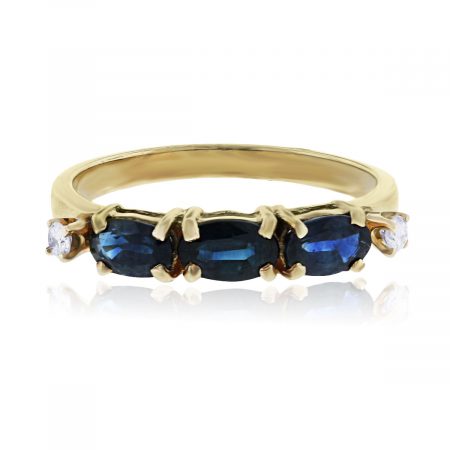 14k Yellow Gold Diamonds and Oval Sapphire Ring