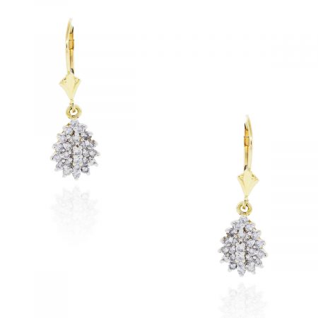 gold diamond cluster earrings