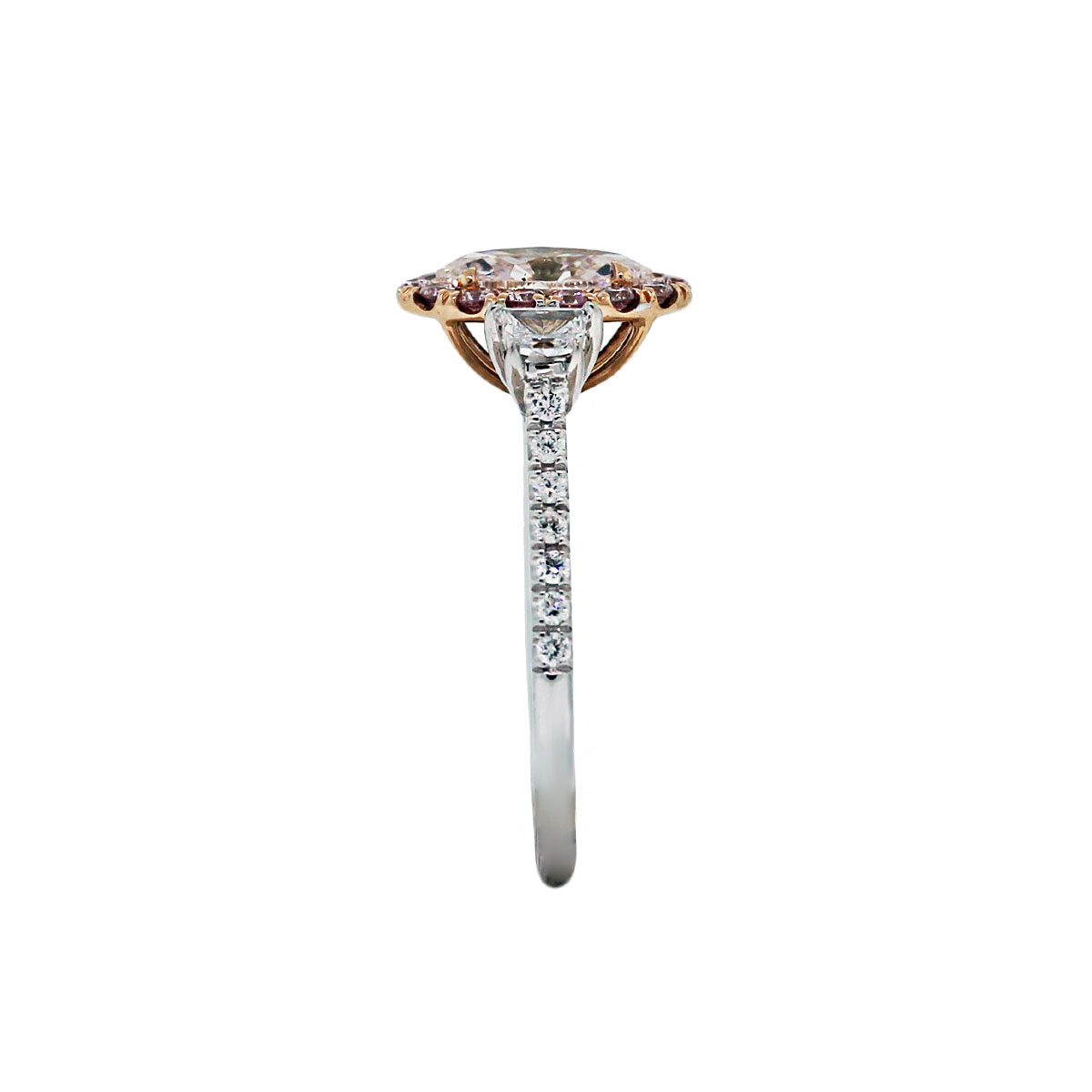 18k White/Rose Gold Pink Marquise Diamond Engagement Ring