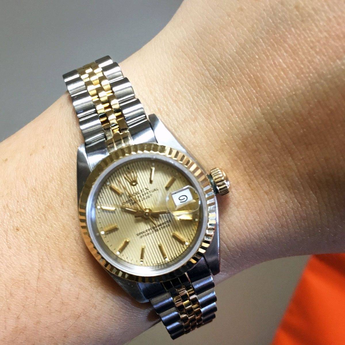  Rolex 69173 Two Tone Datejust Champagne Stick Dial