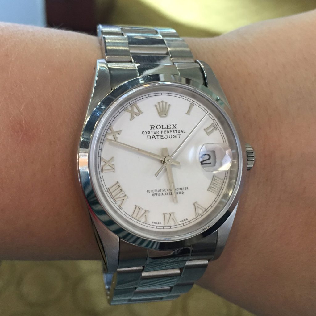 Rolex 16200 Datejust White Roman Dial Stainless Steel Watch - Raymond ...