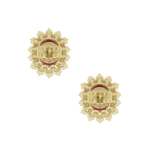 18k Yellow Gold Ruby & Diamond Stud Earrings Boca Raton