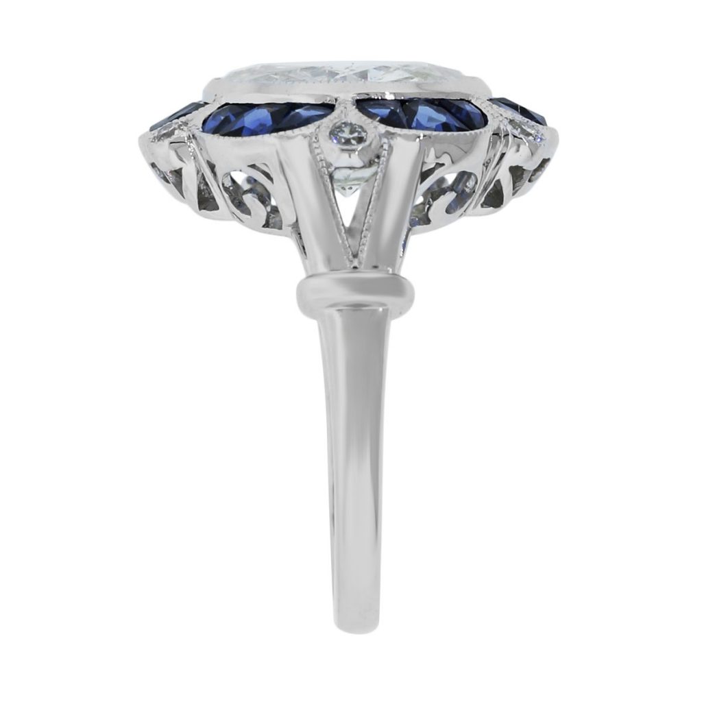 platinum sapphire halo engagement ring