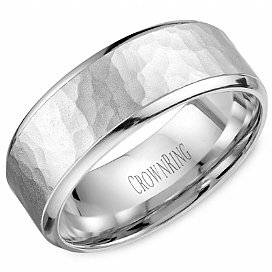 Men's Wedding rings: WB-9968 Hammered Wedding Band by Crown Ring