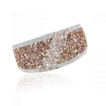 18k white and rose gold multi colored diamond bracelet