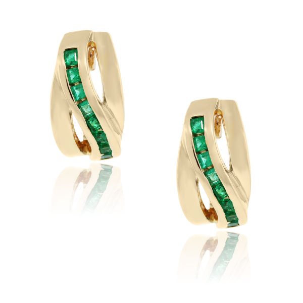 18k yellow gold emerald earrings