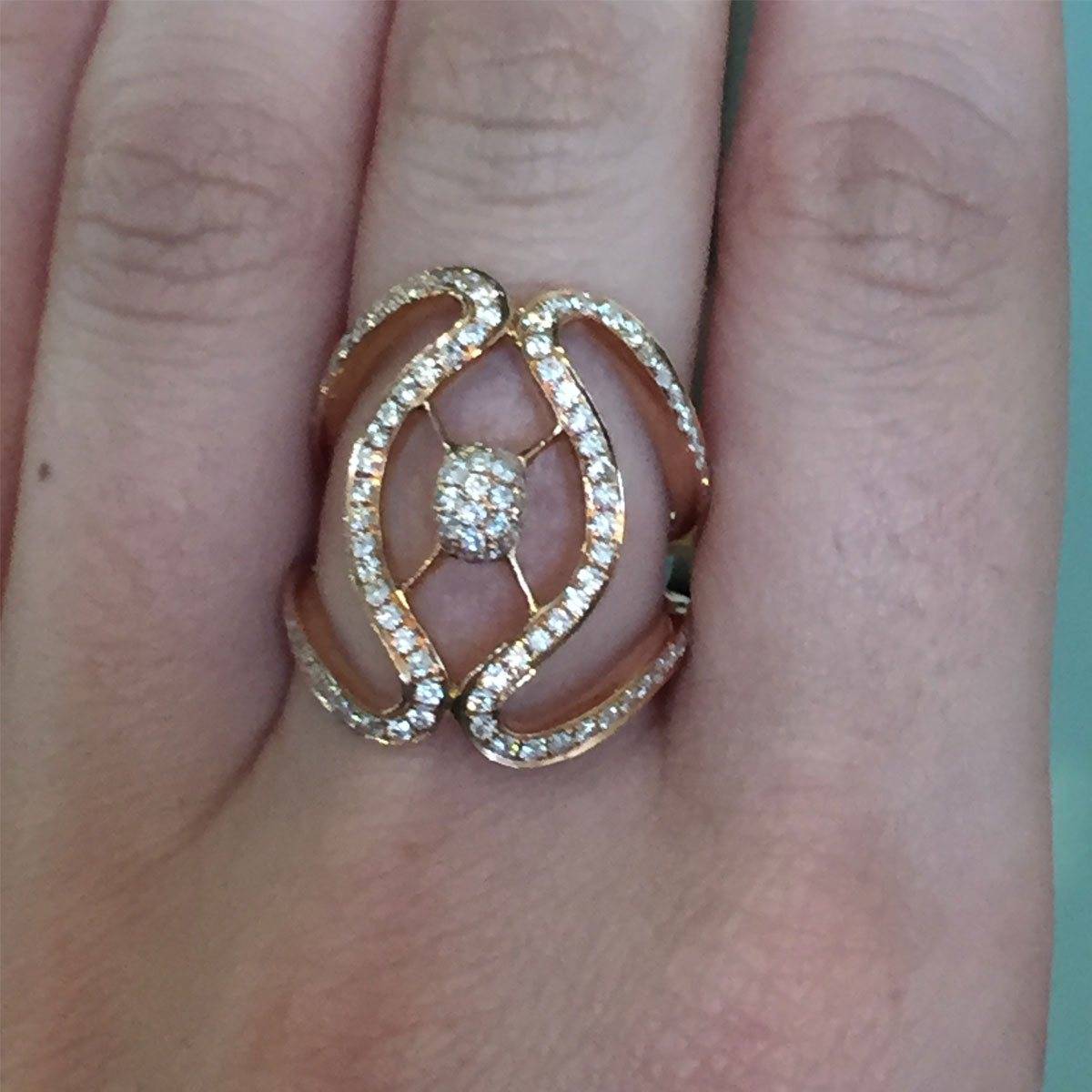18k Rose Gold 0.81ctw Diamond Cocktail Ring