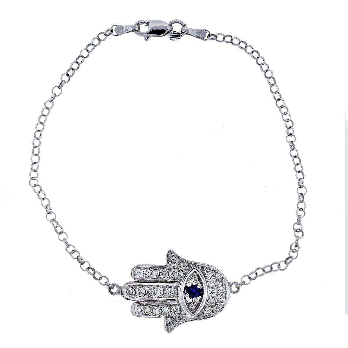 Hamsa bracelet with diamonds and sapphires