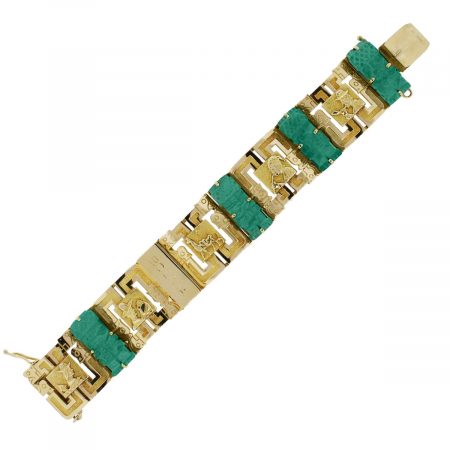 18k Yellow Gold Bracelet Jade Gemstone