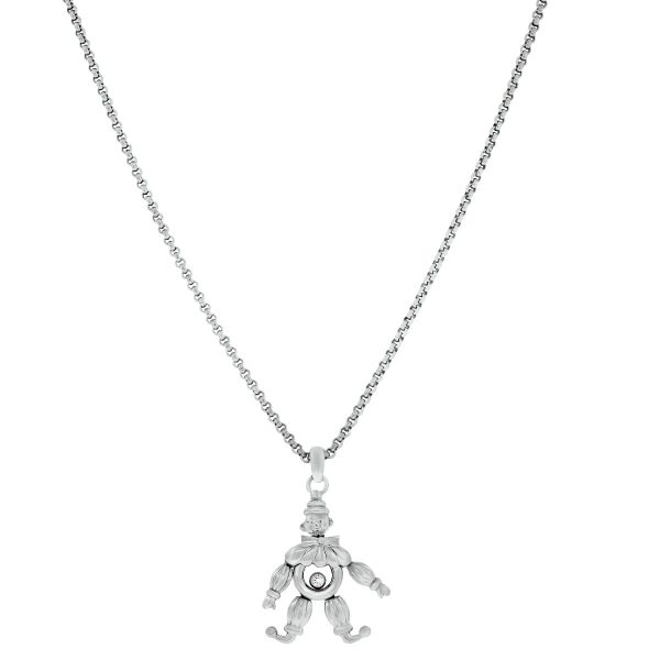 Chopard 18k White Gold Clown Charm Floating Diamond Necklace