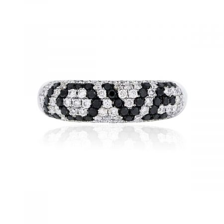 White and Black Diamond Love Ring