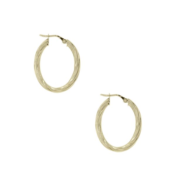 14k Yellow Gold Ribbed Hoop Earrings