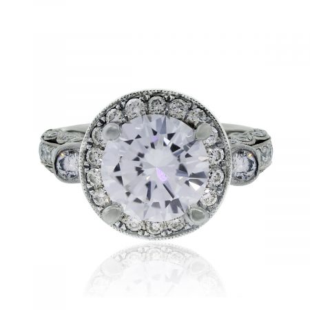 18k White Gold 1.86ct Diamond Halo Engagement Ring