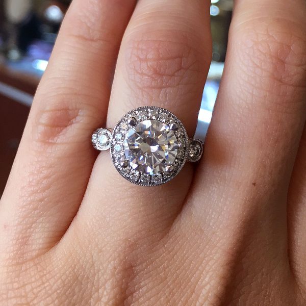 18k White Gold 1.86ct Diamond Halo Engagement Ring