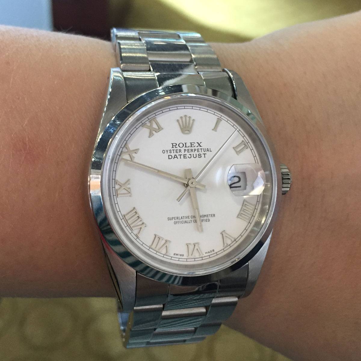 Rolex 16200 Datejust White Roman Dial Stainless Steel Watch