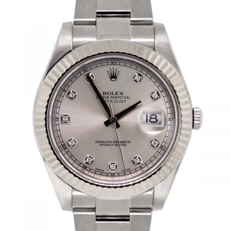 Rolex 116334 Datejust II Silver Dial Diamond Markers Watch
