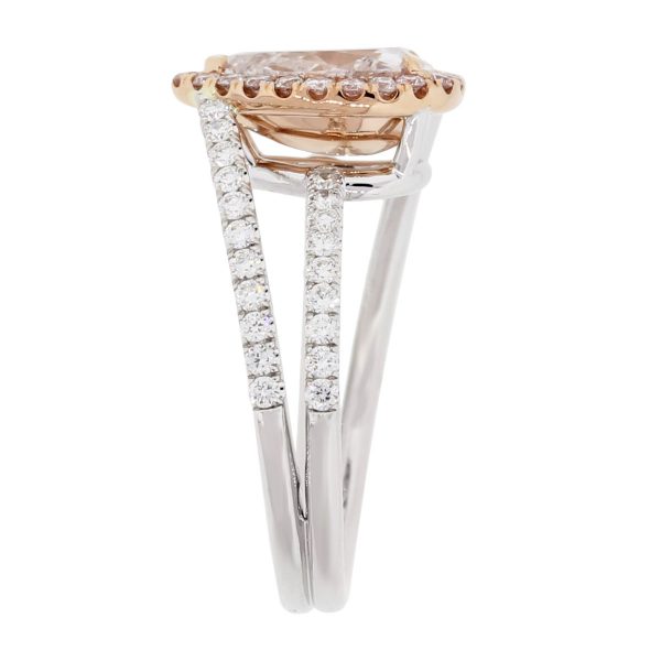 18k white and rose gold pink diamond ring