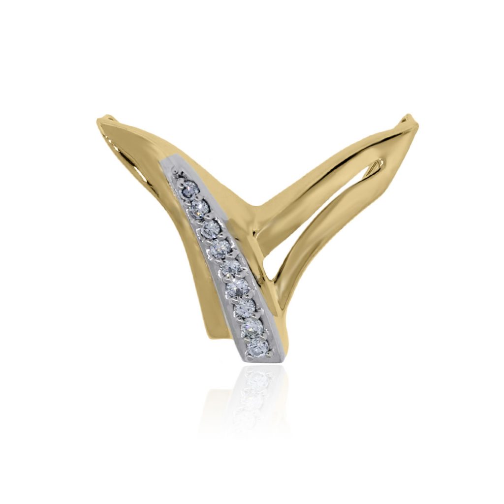 10k yellow gold diamond V slide pendant